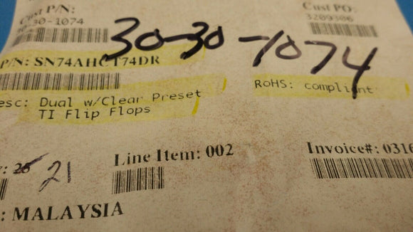 (21pcs) SN74AHCT74DR Flip Flop D-Type Pos-Edge 2-Element 14-Pin SOIC