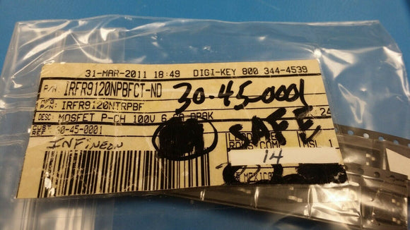 (14pcs) IRFR9120NPBF MOSFET P-CH 100V 6.6A DPAK