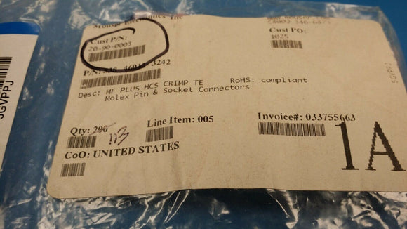 (20pcs) 46012-3242 MF PLUS HCS CRIMP TE TERM MALE 16GA GOLD