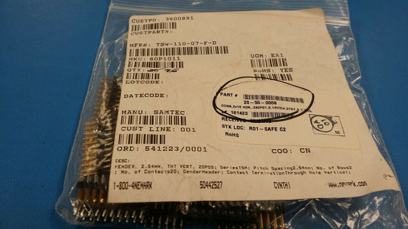 (13pcs) TSW-110-07-F-D Connector Header Through Hole 20 position 0.100