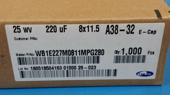 (1000pcs) WB1E227M0811 Aluminum Electrolytic Capacitor, Polarized, Aluminum (wet