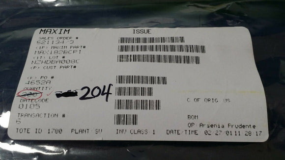 (1 PC) MAX182BCPI MAXIM IC ADC 12BIT SAR 28DIP