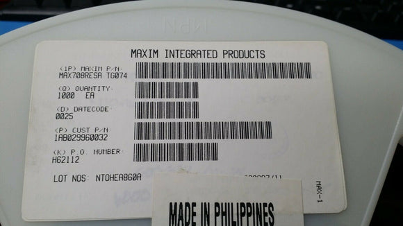 (1000 PCS) MAX708RESA MAXIM Processor Supervisor 2.63V 2.63V 8-Pin SOIC
