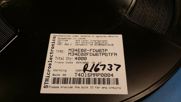 (100pcs) M34E02-FDW6TP EEPROM Serial-I2C 2K-bit 256 x 8 1.8V/2.5V/3.3V/5V 8-Pin