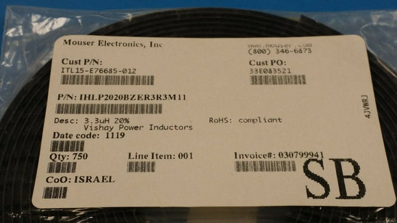 (20pcs) IHLP2020BZER3R3M11 Power Choke Shielded Wirewound 3.3uH 20% 100KHz Powde