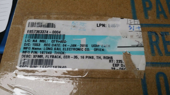 (1 PC) 187640-01 TRANSFORMER FLYBACK, EER-25, 16 PIN, TH, ROHS