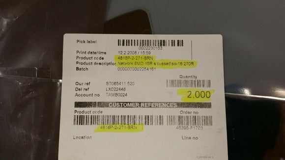 (20pcs) 4800P Series Thick Film Resistor Array 75Ohm 2% 1.28W 100 ppm/°C ISOL 16