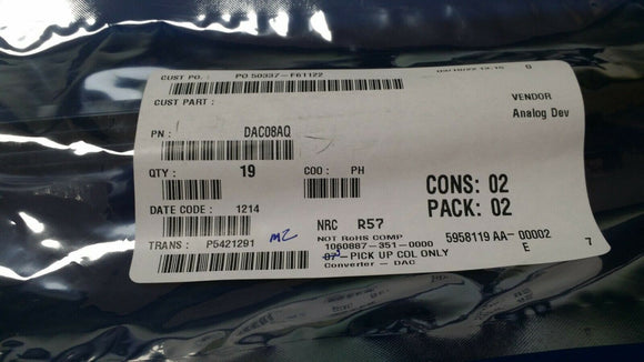 (1 PC) DAC08AQ AD 8 Bit, High Speed, Multiplying D/A Converter 16-CERDIP