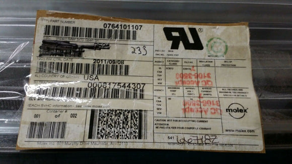 (1pc) 76410-1107 Conn Hard Metric HDR 90 POS 1.9mm Press Fit RA Thru-Hole Impact