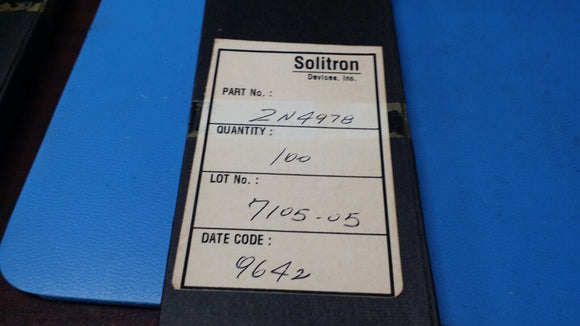 (10 PCS) 2N4978 SOLITRON, JFET Transistor, 1-Element, N-Channel, Silicon, TO-18
