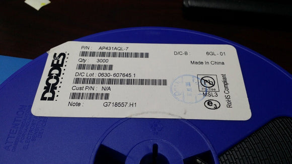 (10 PCS) AP431AQL-7 DIODES INC. IC VREF SHUNT ADJ 1% SOT25 ROHS