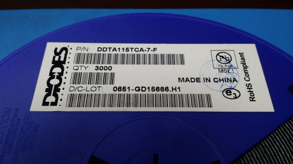 (25 PCS) DDTA115TCA-7-F Trans Digital BJT PNP 50V 100mA 3-Pin SOT-23 ROHS