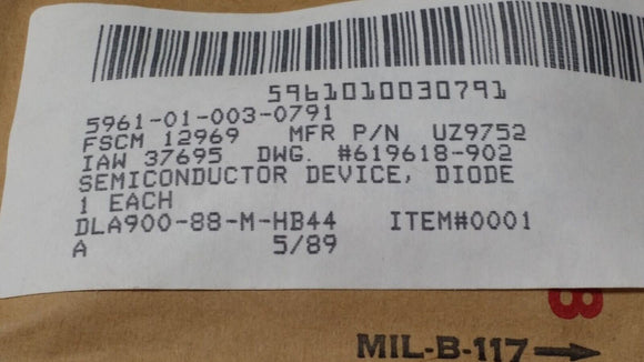 (1 PC) 5961-01-003-0791 UZ9752 UNITRODE Semiconductor Device, Diode