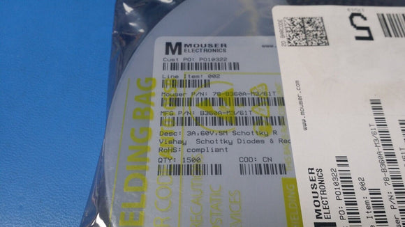 (1500 PCS) B360A-M3/61T VISHAY/GS Diode Schottky 60V 3A DO-214AC ROHS