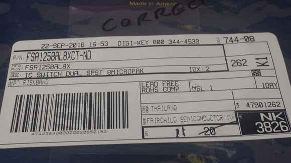 (11 PCS) FSA1258AL8X ONSEMI 2 Circuit IC Switch 1:1 1.15Ohm 8-MicroPak ROHS