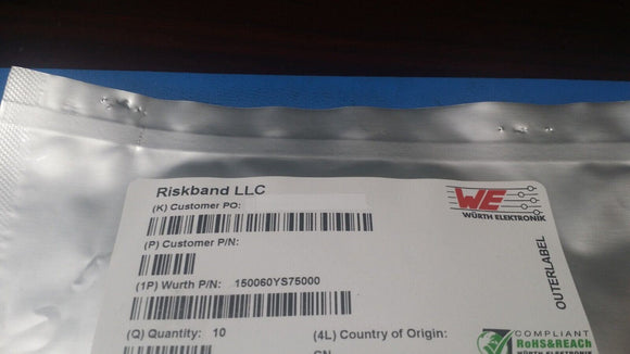 (20 PCS) WURTH YELLOW LED 150060YS75000, RED LED 150060RS75000