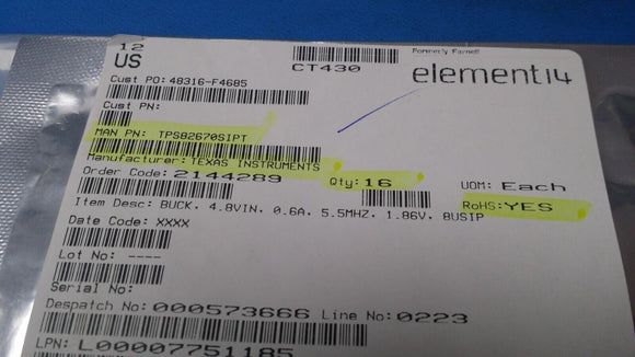 (1 PC) TPS82670SIPT TI DC DC CONVERTER 1.26V 0.756W ROHS