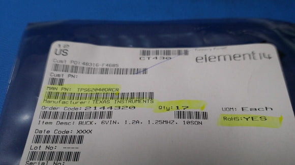 (1PC) TPS62040DRCR TI Switching Voltage Regulators Adj 1.2A Hi-Eff Step-Down