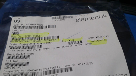 (2 PCS) TPS61258YFFT TI IC REG BOOST 4.5V 3.9A 9DSBGA ROHS