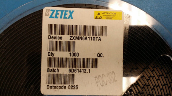 (1000 PCS) ZXMN6A11GTA ZETEX Trans MOSFET N-CH 60V 3.1A SOT223 (0225 D/C)