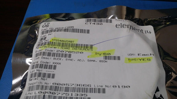 (2 PCS) TPS54062DRBT TI IC REG BUCK ADJUSTABLE 50MA 8SON ROHS