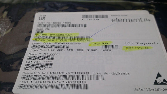 (1 PC) OPA2835IRUNT TI IC OPAMP VFB 2 CIRCUIT 10WQFN ROHS