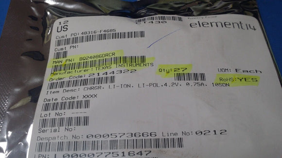 (2 PCS) BQ24086DRCR TI Charger IC Lithium Ion/Polymer 10-VSON (3x3) ROHS