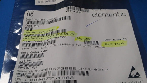 (1PC) SN74S373DW D-Type Transparent Latch 1 Channel 8:8 IC Tri-State SOIC20 ROHS