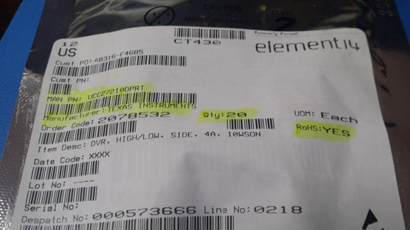 (1 PC) UCC27210DPRT TI IC GATE DRVR HALF-BRIDGE 10WSON ROHS