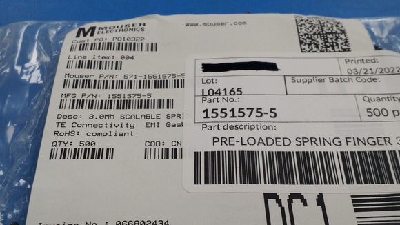 (10 PCS) 1551575-5 PRE-LOADED SPRING FINGER 3M ROHS