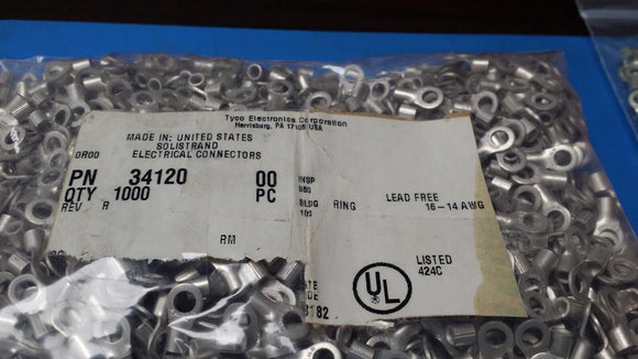 (10 PCS) 34120 TYCO ELECTRONICS CONN RING CIRC 14-16AWG #6 CRIMP ROHS