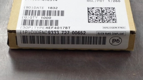 (10)  HEF4017BT,652 IC Counter Decade 1 Element 10 Bit Positive Negative SOIC16