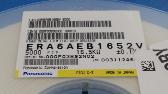 (25 PCS) ERA-6AEB1652V PANASONIC RES 16.5K OHM 0.1% 1/8W 0805
