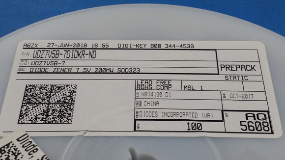 (10 PCS) UDZ7V5B-7 DIODE ZENER 7.5V 200MW SOD323 ROHS
