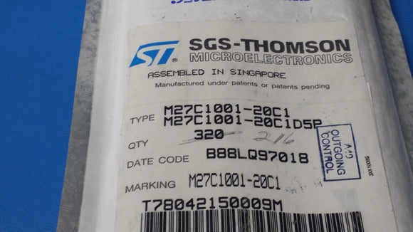 (1 PC) M27C1001-20C1 STMICRO OTP ROM, 128KX8, 200ns, CMOS, PLCC32