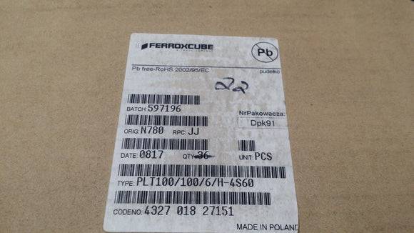 (1 PC) PLT100/100/6/H-4S60 Ferrite Absorber Tiles, Range 30 MHz - 1 GHz