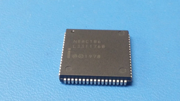 (1 PC) N80C186 INTEL RISC Microprocessor, 16-Bit, 10MHz, CMOS, PLCC68