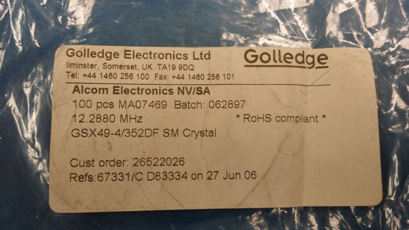 (20pcs) gsx49-4/12.288m/352df/16pf 4.3mm Low Profile SM Crystal