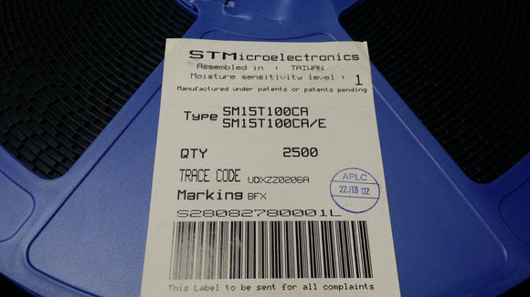 (10 PCS) SM15T100CA STMICRO TVS DIODE 85.5VWM 178VC SMC