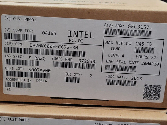 (1 PC) EP20K600EFC672-3N Altera IC FPGA 508 I/O 672FBGA ROHS