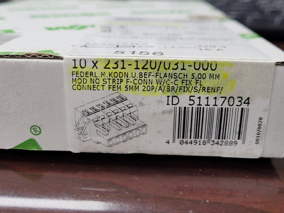 (1pc) 231-120/031-000 1-Conductor Female Plug, clamping collar, 20-Pole