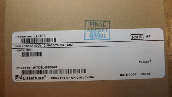 (10PCS) L401E8 TRIAC SENS GATE 400V 1A TO92