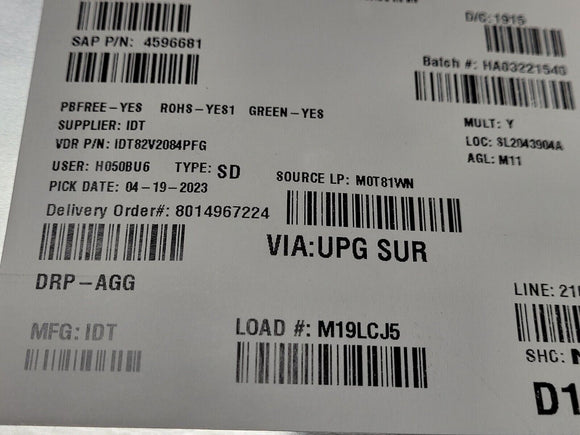 (1 PC) 82V2084PFG IDT Telecom IC Line Interface Unit (LIU) 128-TQFP (14x20) ROHS