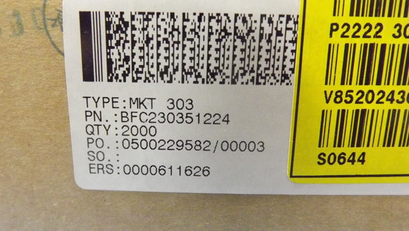 (2000PCS) BFC230351224 Cap Film 0.22uF 400V PET 10% Radial 10mm MKT303