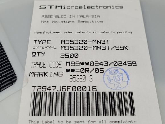 (10 PCS) M95320-MN3T EEPROM, 4KX8, Serial, CMOS, PDSO8