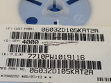 (4000 PCS) 0603ZD105KAT2A AVX MLCC Cap Ceramic 1uF 10V X5R 10% 0603 85°C ROHS