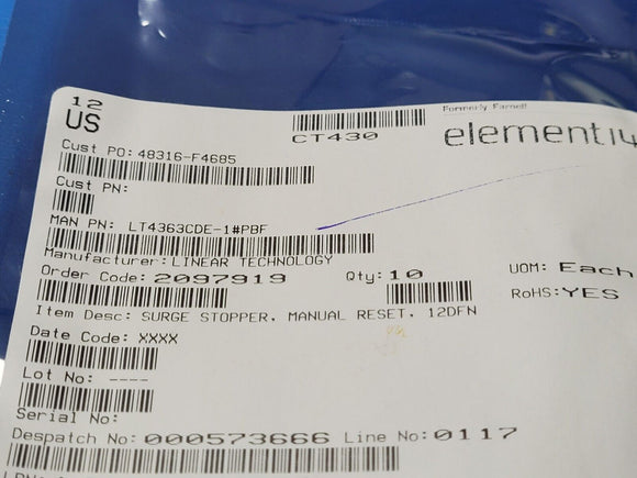 (1 PC) LT4363CDE-1#PBF IC SURGE STOPPER HV 12-DFN ROHS