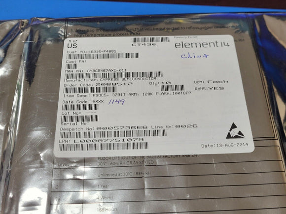 (1 PC) CY8C5467AXI-011 CYPRESS IC MCU 32BIT 128KB FLASH 100TQFP ROHS