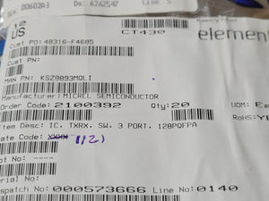 (1 PC) KSZ8893MQLI MICREL IC MANAGED SWITCH 10/100 128QFP ROHS