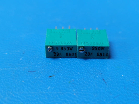 (10) WESTON SQUARE TRIM POT 20K OHM 950W TOP ADJUSTMENT, TRIM-POT-20K-950W SHORT